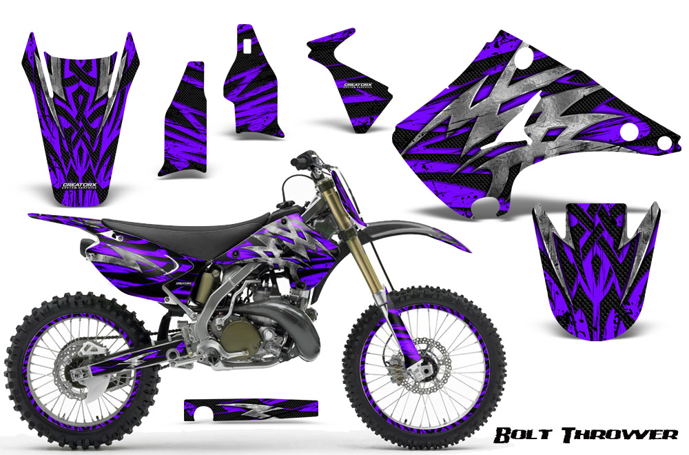 Kawasaki KX125 KX250 03-12 Graphics Kit Bolt Thrower Purple NP Rims